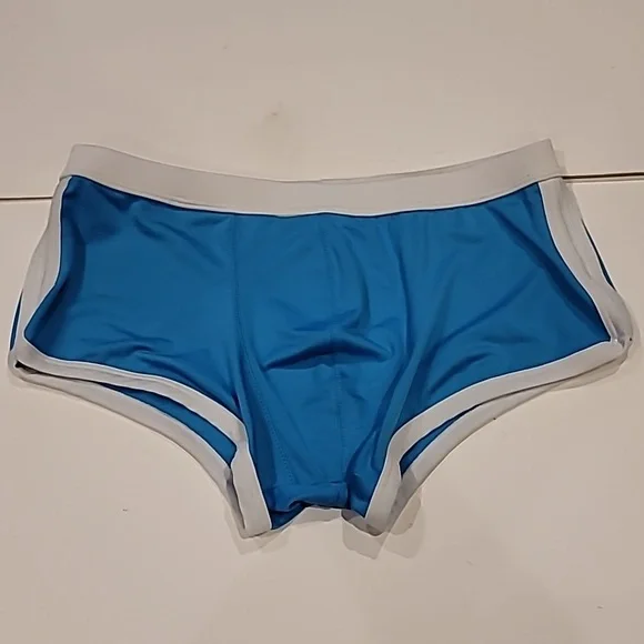 Whittall & Shon Microfiber Boxcut Swim Trunks Torquoise Small - Picture 4 of 7